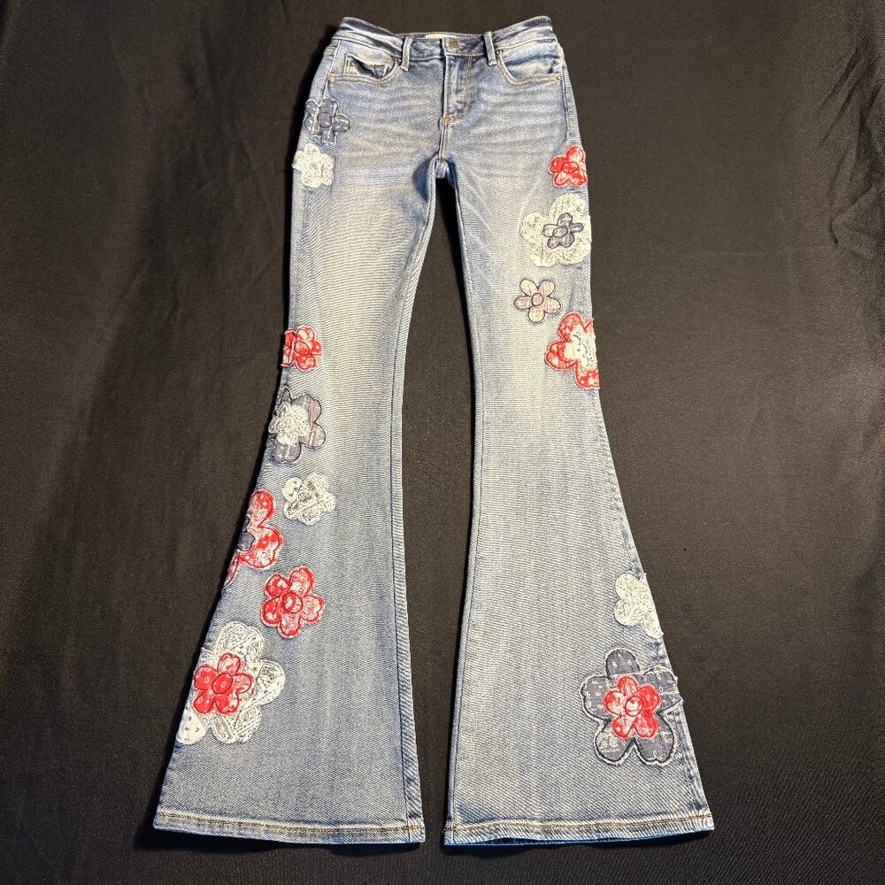 NWOT Free People x Driftwood Farrah Embroidered Flare Jeans Sz 24 - Picture 5 of 16